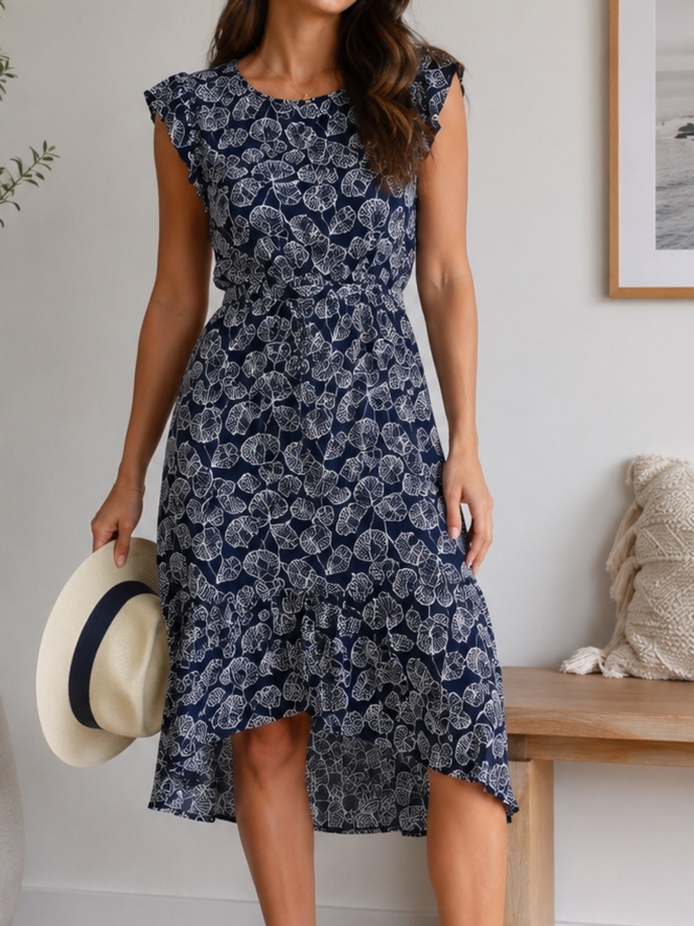 Navy and white dress